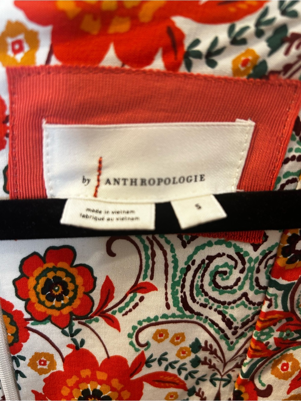Anthropologie-The Cecily Fit and Flare Sweetheart Dress in Orange Motif size S - Picture 4 of 4